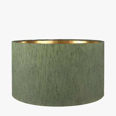 Stellan 35cm Green Slubbed Faux Silk Gold Lined Cylinder Shade