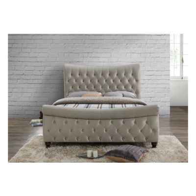 Stockholm Fabric Warm Stone King Size Bed Frame