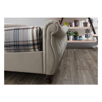 Stockholm Fabric Warm Stone King Size Bed Frame
