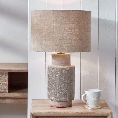 Sydney Grey Stoneware Etch Detail Table Lamp - Base Only