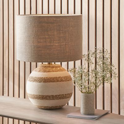 Talalla Cream and Natural  Sea Grass Round Table Lamp - Base Only