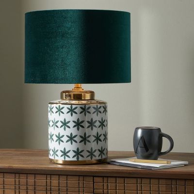 Thea Green and Gold Leaf Ceramic Table Lamp - Base Only