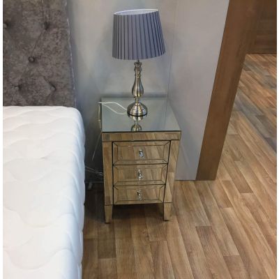 Turia Mirrored 3 Drawer Bedside Chest