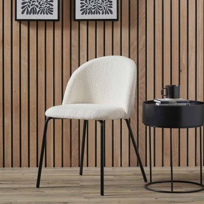 Turi Boucle Dining Chair with Black Legs