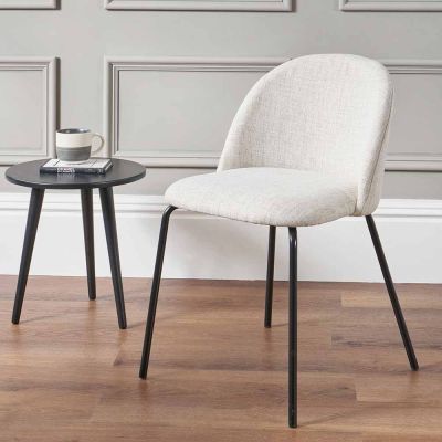 Turi Pebble Linen Mix Dining Chair with Black Legs