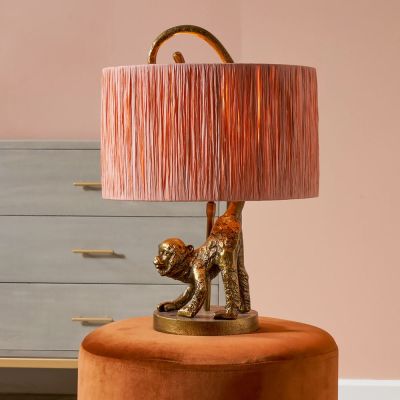Vervet Antique Brass Metal Monkey Table Lamp - Base Only