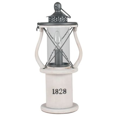 Victorian White Wood Lantern Table Lamp