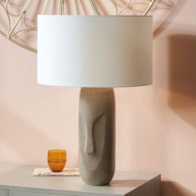 Visage Grey Face Texture Tall Stoneware Table Lamp - Base Only
