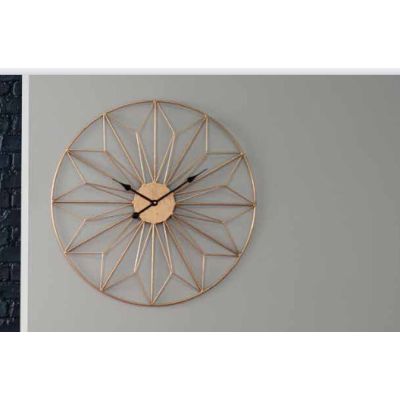 Mason Antique Gold Metal Geo Design Round Wall Clock