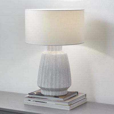 White Linear Stoneware Table Lamp - Base Only