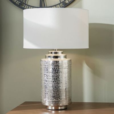 Zuri Large Shiny Silver Metal Pot Table Lamp  - Base Only