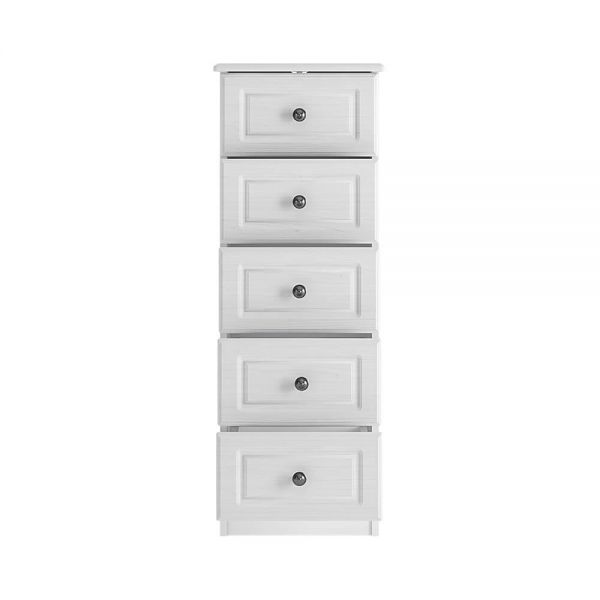 Cheshire White 5 Drawer Narrow Tallboy Chest Zurleys