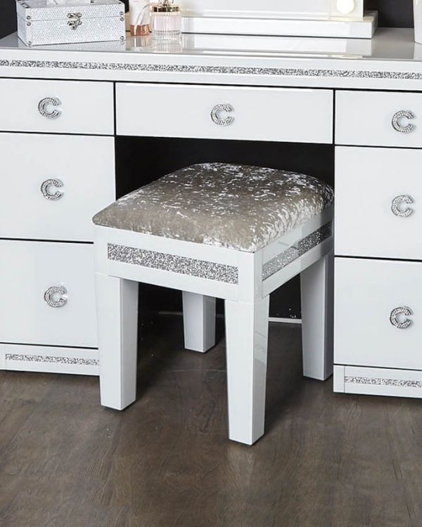 white mirrored dressing table