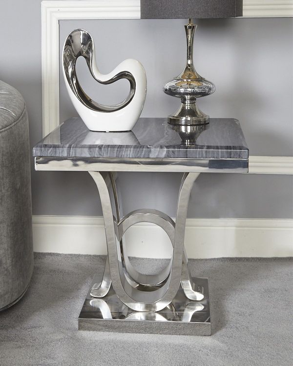 Neptune Grey Marble Side Table Marble Grey Zurleys