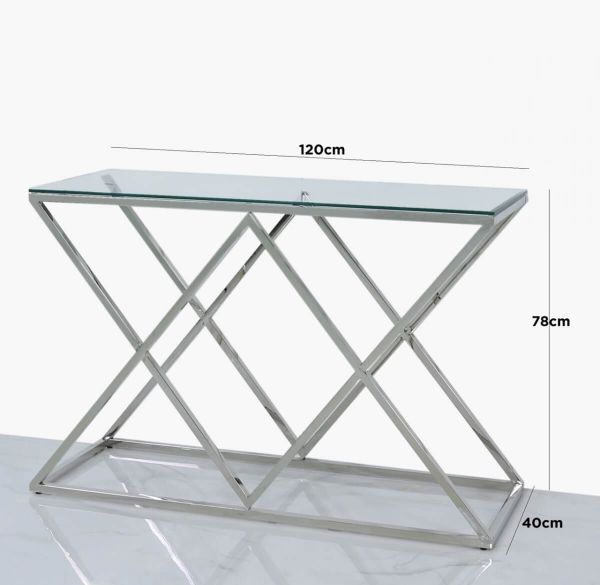 Pearl Stainless Steel And Glass Console Table Zurleys