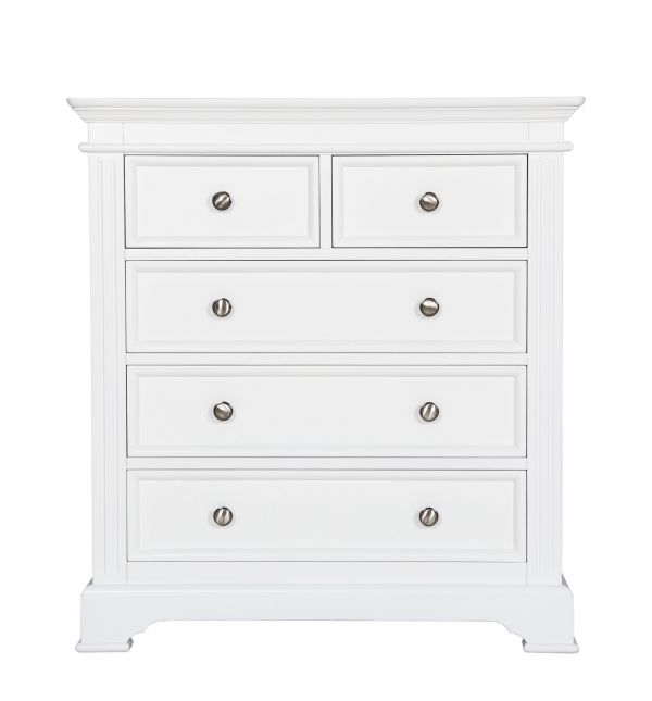 Pine White Painted Tall 5 Drawer Chest Zurleys