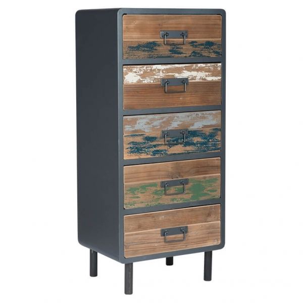 Reclaimed Wood Metal Tallboy Chest In Black Zurleys