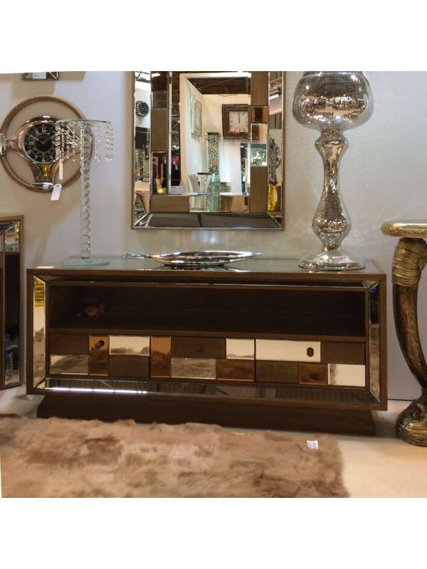 Rivelin Wood And Mirrored Tv Cabinet Zurleys