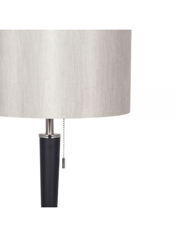 black metal table lamp with white shade