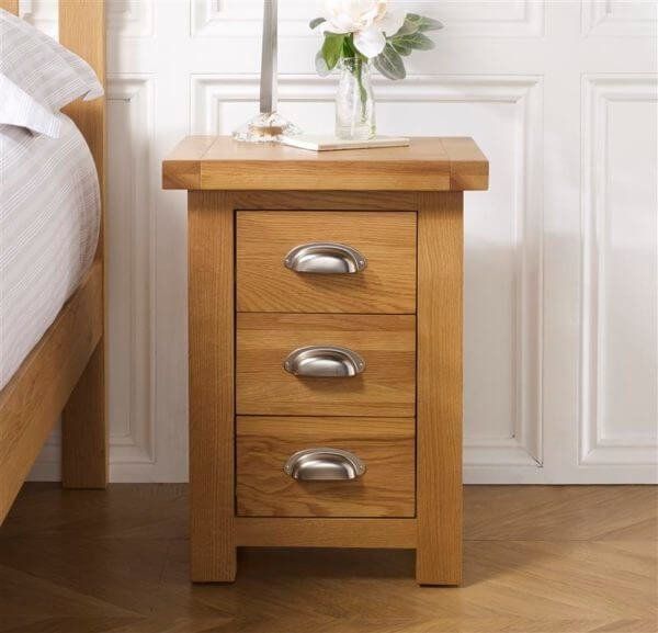 Woburn Oak Bedside Cabinet Solid Wood Zurleys