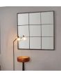 9 Panel Black Metal Mirror with Foxed Glass