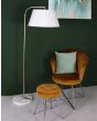 Arc/Leaning Metal Floor Lamp With White Shade