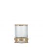 Art Deco Gold Metal and Clear Textured Glass Candle Holder