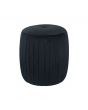 Bibby Black Velvet Buttoned Cylinder Pouffe