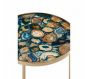 Blue Agate and Gold Round Side Table