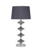Boutique Metal Base & Grey Glass Table Lamp - Faux Silk Shade