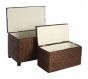 Cattail Leaf and Leather Effect Set Of 2 Storage Seats