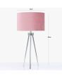 Chrome Tripod Table Lamp with Pink Velvet Shade