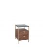 Claude Acacia Wood and Black Marble 2 Drawer Bedside Chest