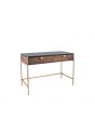 Claude Acacia Wood and Black Marble 2 Drawer Desk