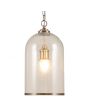 Clear Glass and Antique Brass Detail Pendant