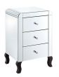 Clear Mirrored Bevelled 3 Drawer Bedside