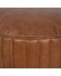 Masey Natural Brown Leather Round Pouffe