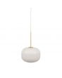 Fabio White Glass and Gold Metal Ribbed Squoval Pendant