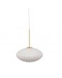 Florence White Glass and Gold Metal Ribbed Oval Pendant