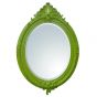 French Antique Green Leaf Oval Wall Mirror