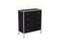 Glamour Black Glass and Gold 4 Drawer Chest