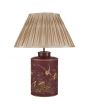 Gold Bird Hand Painted Red Metal Table Lamp - Base Only