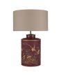 Gold Bird Hand Painted Red Metal Table Lamp - Base Only