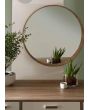 Grey Oak Veneer Round Wall Mirror