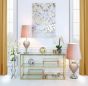 Harvey Gold Steel and Clear Glass  Console Table