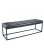Industrial Steel Grey Leather & Iron Bench