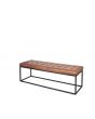 Industrial Vintage Brown Leather & Iron Buttoned Bench