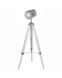 Industrial White Wash and Silver Metal Tripod Floor Lamp