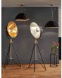 Large Black and Gold Metal Detailed Designer Tripod Floor Lamp