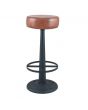 Marco Vintage Brown Leather & Iron Round Bar Stool
